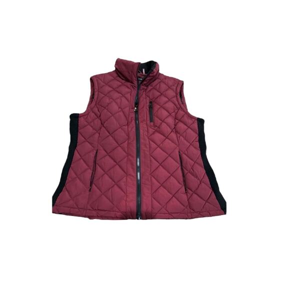 Andrew Marc Vest Women's Size L Red Burgundy Puffer Quilted Zipper Pockets - Picture 10 of 10